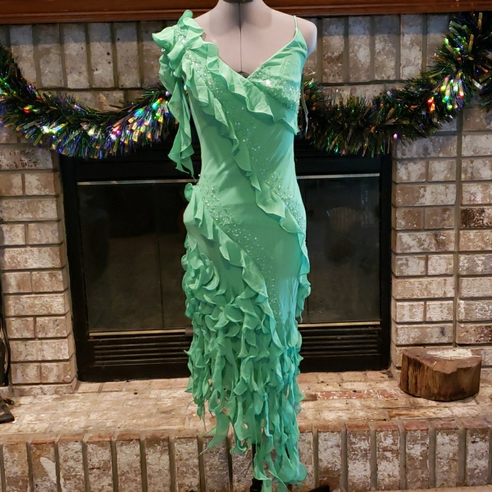 Green dress with accent beads